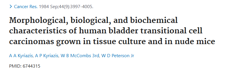人膀胱移行细胞癌细胞系(SW 780)的文献