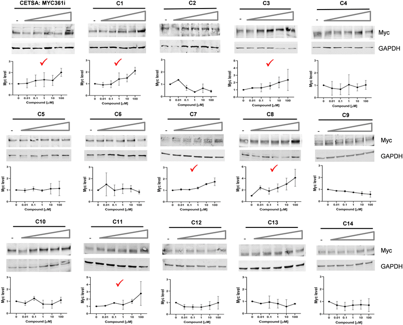 图2:CETSA鉴定出5个Myc结合候选化合物