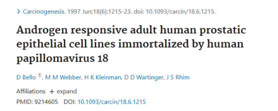 RWPE-2人前列腺正常细胞的文献