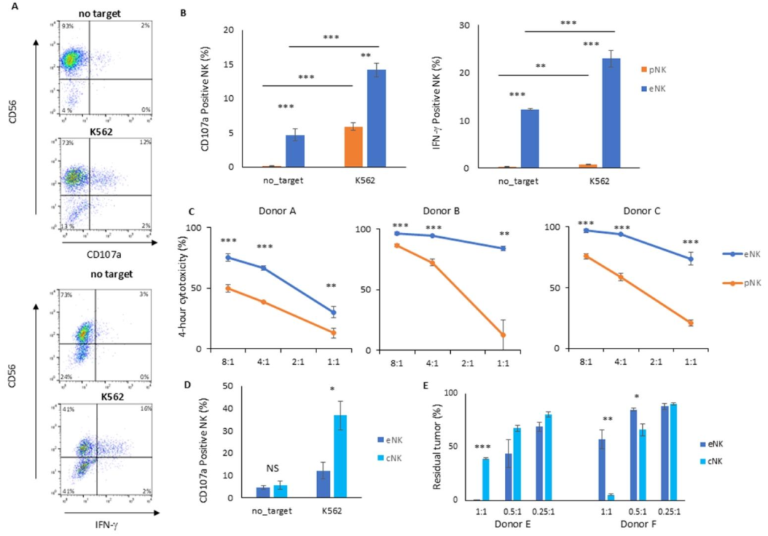 图4：扩增 NK 细胞对髓系白血病的杀伤活性