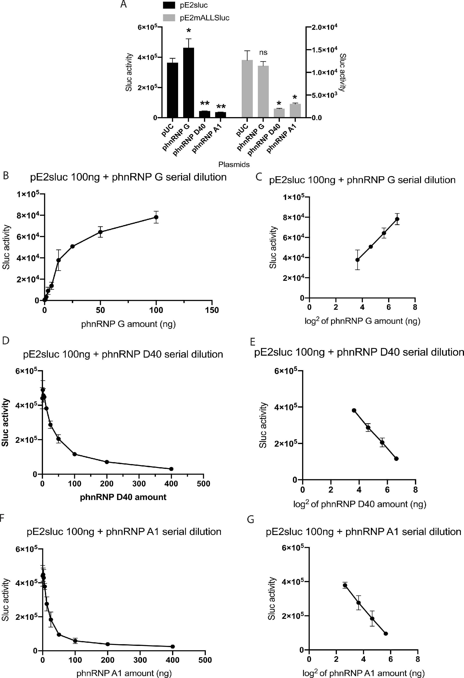 图5：RNA 结合蛋白对 pE2sLuc 报告活性的调控作用
