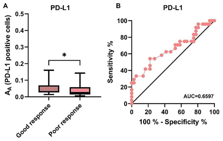 图5：PD-L1 阳性细胞浸润与 ICIs 治疗反应的关联